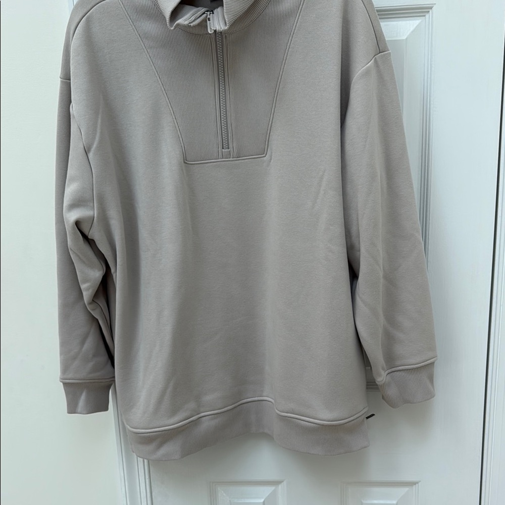 Athleta Gray Quarter-Zip Hoodie Relaxed Fit